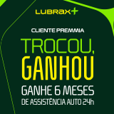 Cadastre-se no Premmia, troque o óleo no Lubrax+ e ganhe 6 meses de assistência auto 24h. Promoção válida até 28/03/2026.