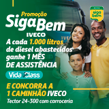 Essa é pra você, caminhoneiro! A cada 1000 litros de diesel abastecidos na Rede Siga Bem, você ganha 1 mês de assistência Vida Class e ainda concorre a 1 Caminhão Iveco Tector 24-300 autoshift.