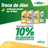 Se você é participante do programa Petrobras Premmia, resgate 350 pontos e ganhe 10% de desconto na troca de óleo e filtro de óleo. Promoção válida de 01/01/2023 até 31/01/2023.